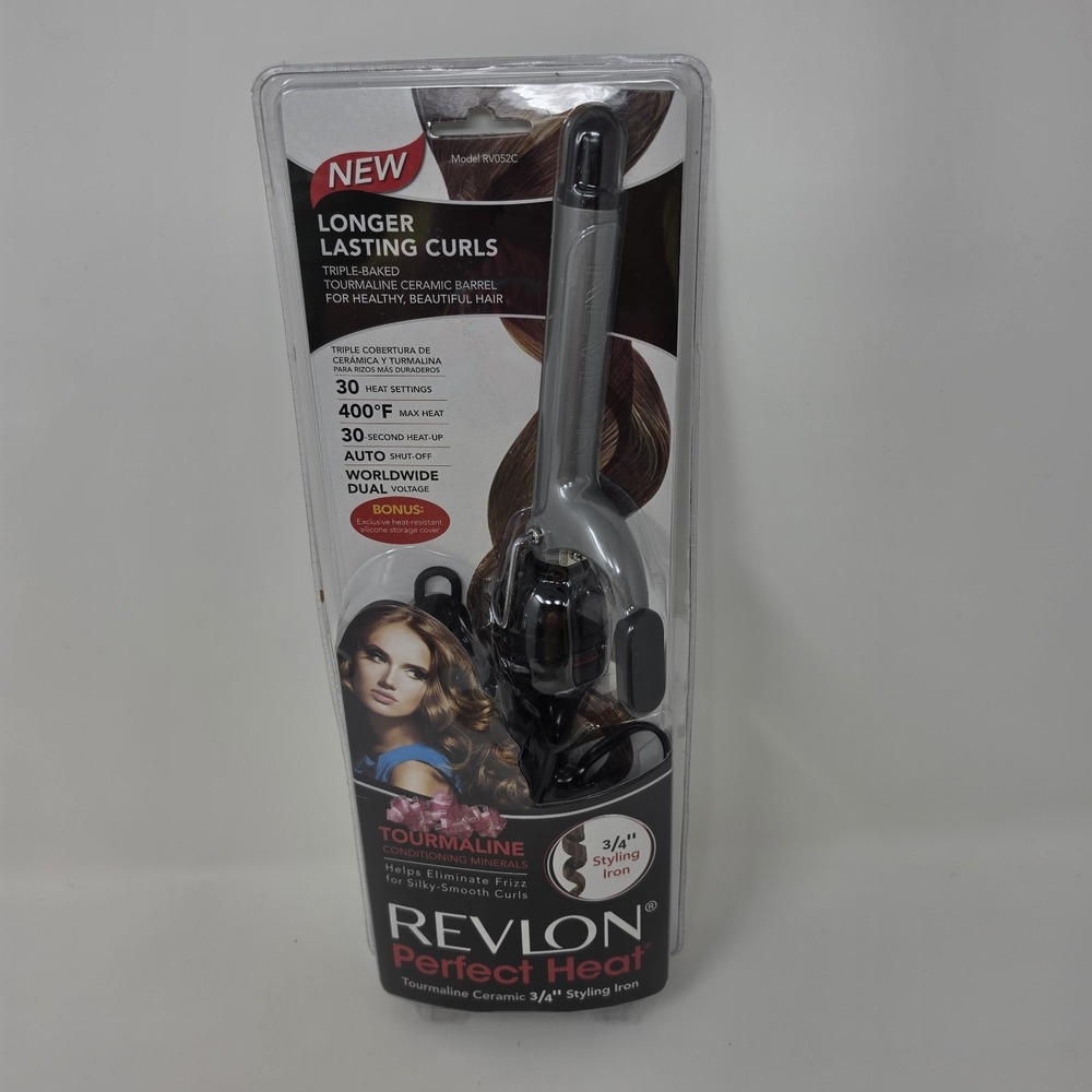 NOS Revlon Perfect Heat Tourmaline Ceramic 3/4" Styling Iron ~ RV052C
